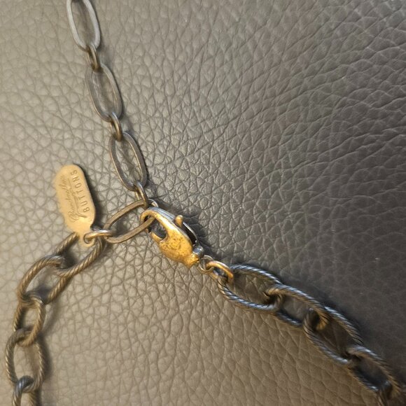 CHAIN AND MEDALLION VINTAGE NECKLACE BY "GRANDMOTHER'S BUTTONS" - Picture 4 of 5